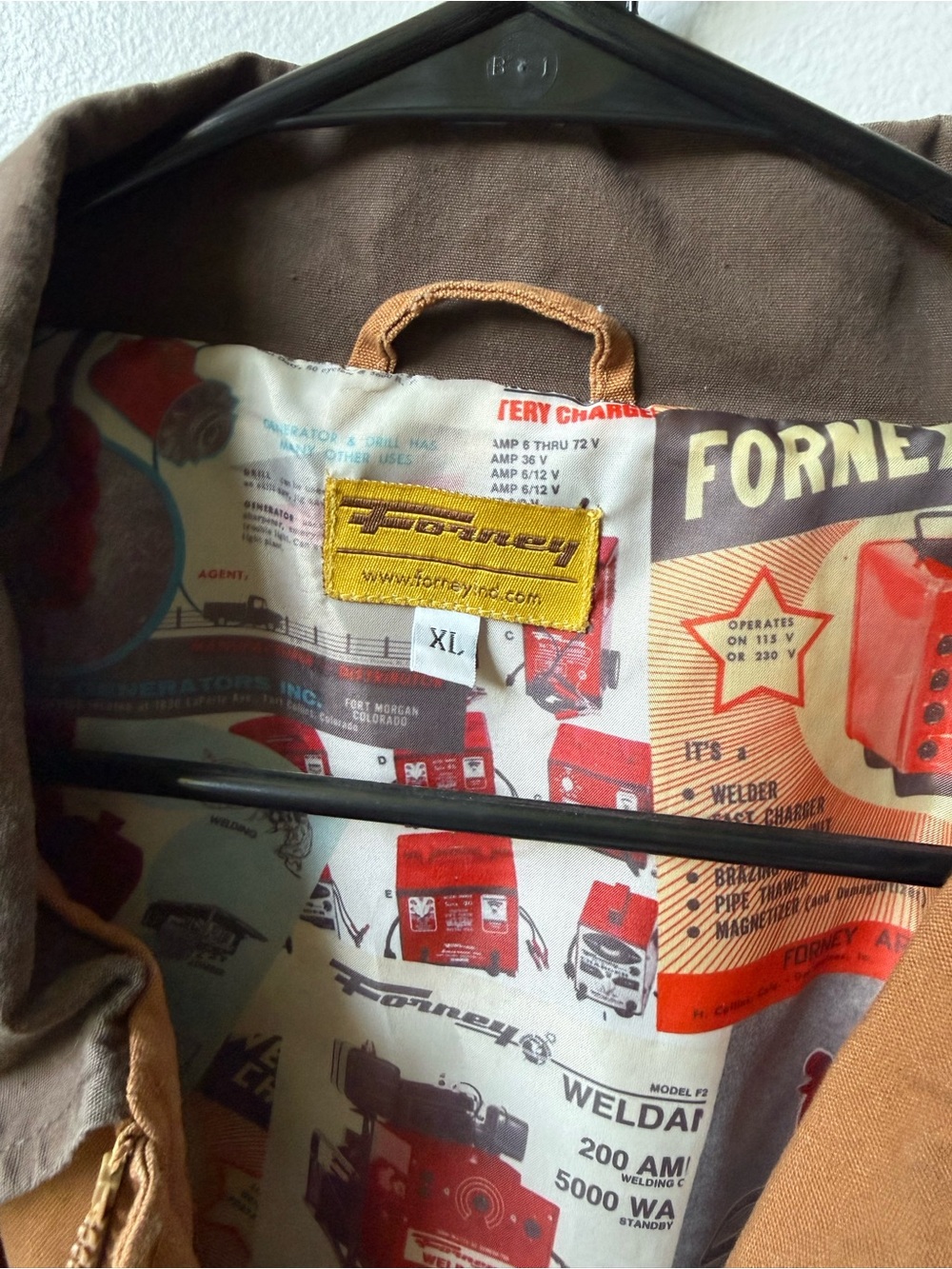 Forney Industries Men's Brown Workwear Jacket with industrial image lining xl - Picture 3 of 7